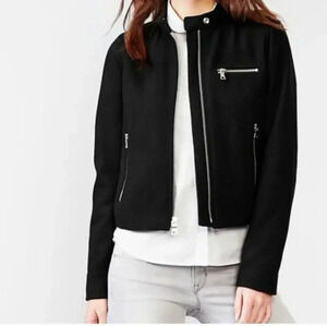 Gap Classic Full Zip Moto Style Biker Wool Blend Black Jacket(M)